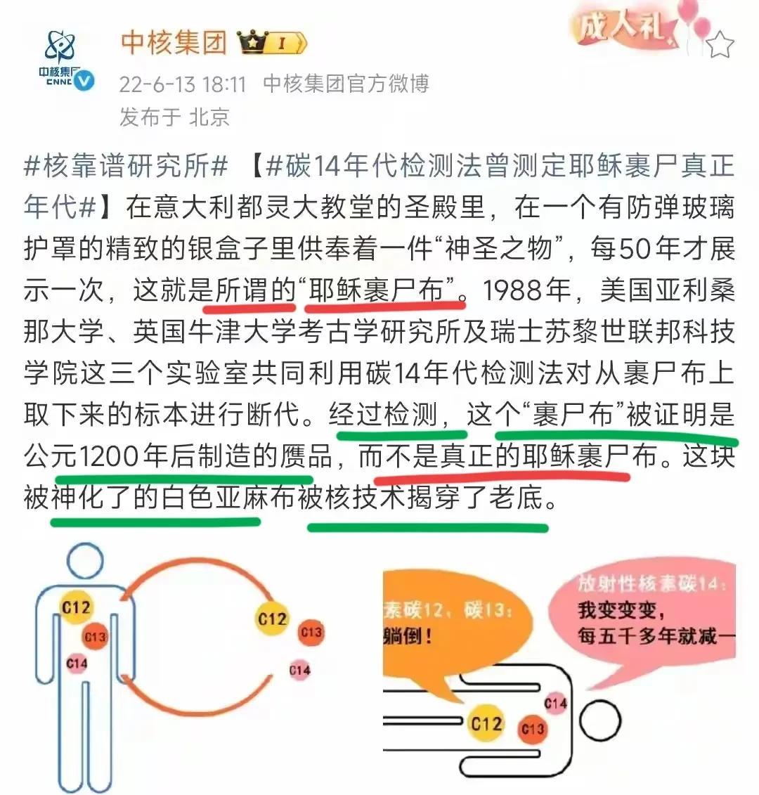神秘的耶稣裹尸布听说过吗？2022年就被中核集团打假了，所以，西史全真派还认为西