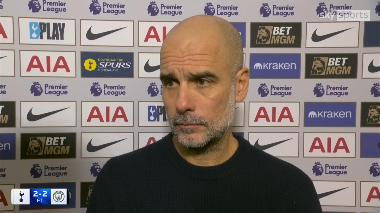 【瓜帅：曼城不会放弃争冠】客场2-2战平热刺后，曼城在最近六场联赛中仅取得一场胜