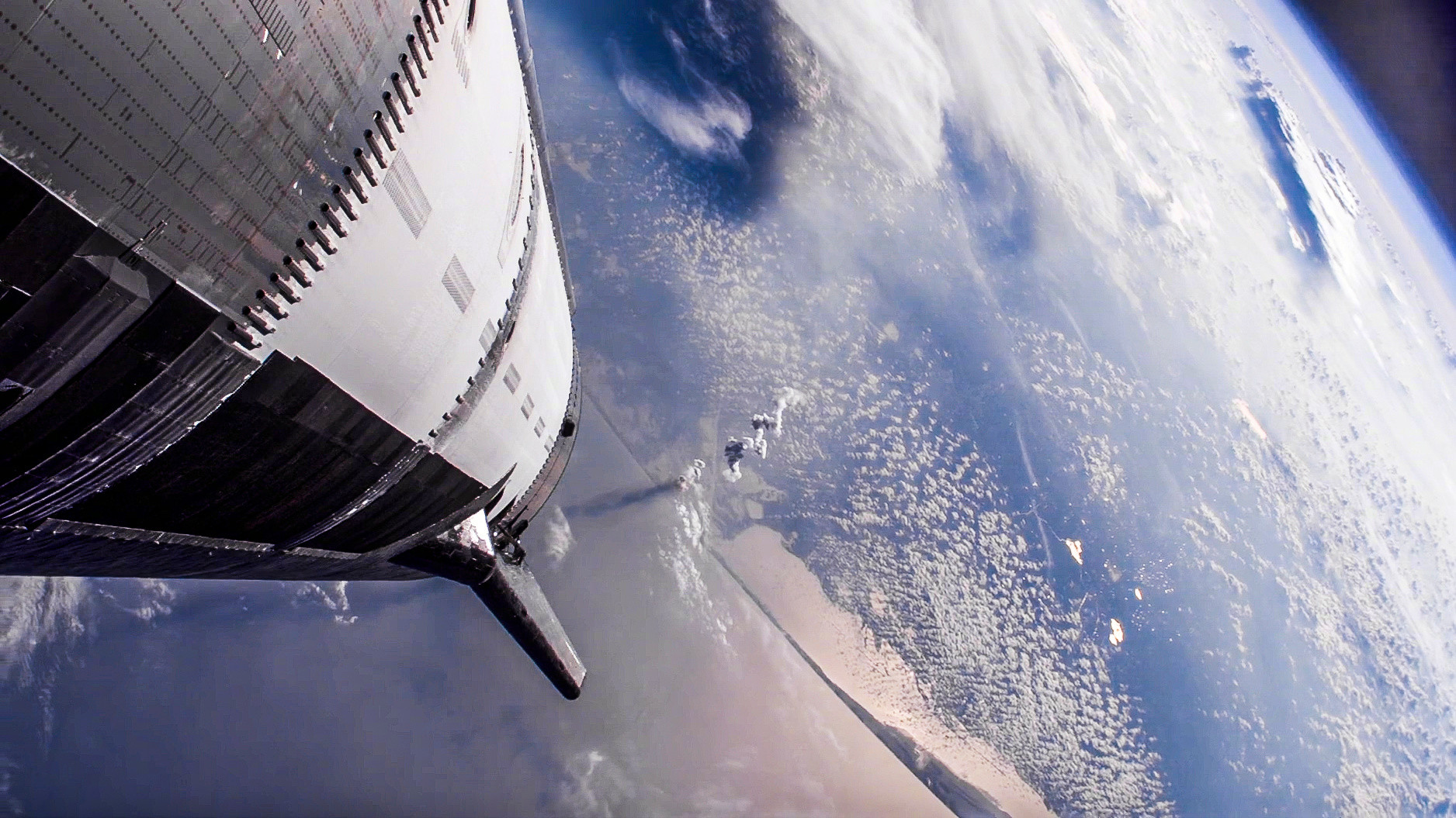 太空中的星舰，图源SpaceX。​​​