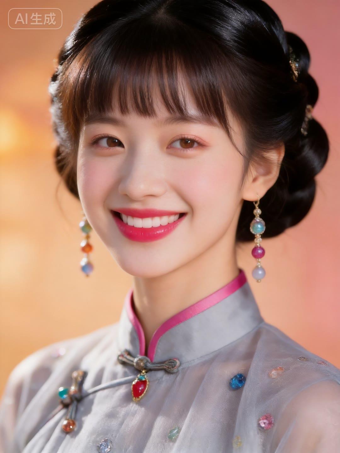 优雅旗袍少女，笑靥如花，韵味十足！🌸💄👗