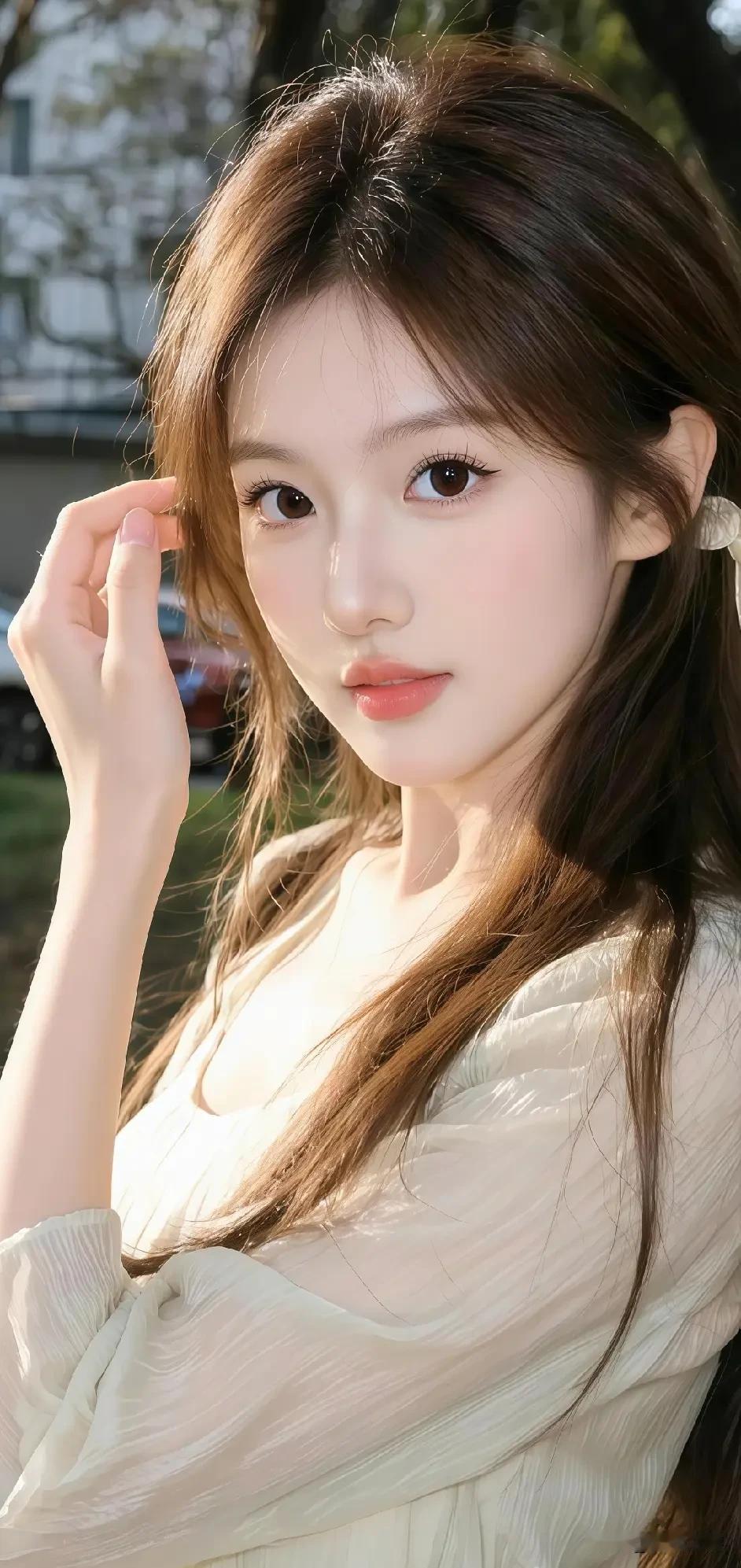 光之影温柔甜美的少女，阳光下的自然之美