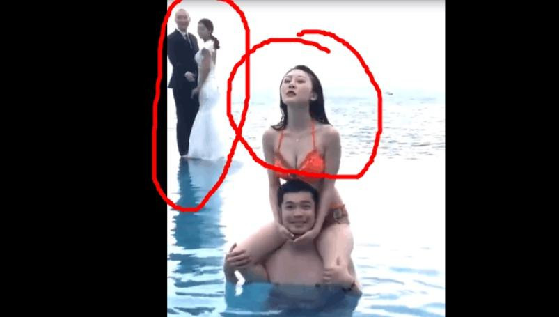 少妇穿比基尼,跟男朋友戏水时,高了.