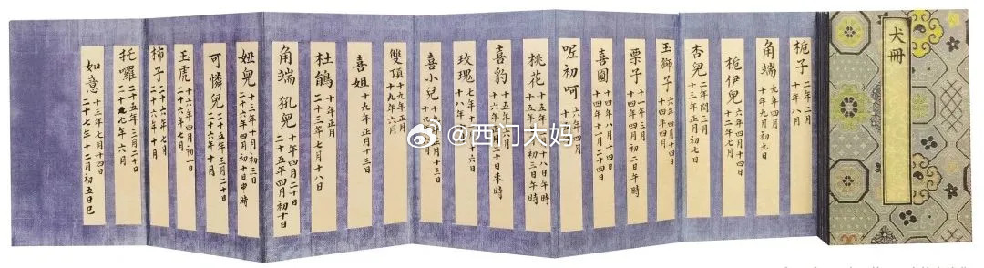 清宫档案中专门有《猫册》和《犬册》，记录后宫中的宠物猫狗和猎犬，上面写着每一条猫