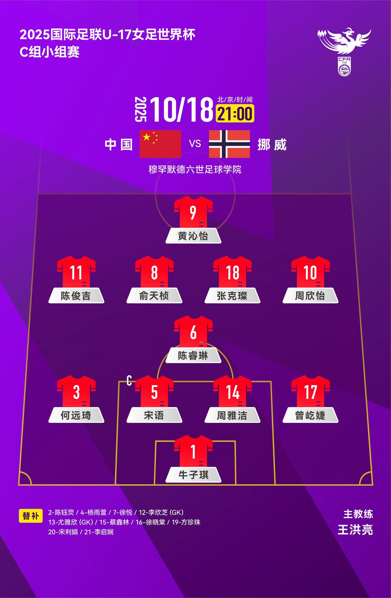 3:0领先，中国U17女足战挪威U17女足期待中国U17女足在世界杯上首战完成