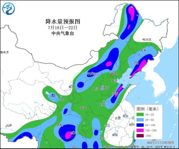 “七下八上”将至, 18日至22日四川盆地至华北东北有较强降雨