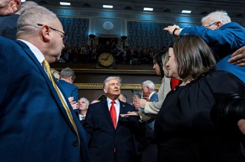 特朗普这场演讲破了自己的记录。 这是特朗普第二任期里的第一场的国情咨文，谁知