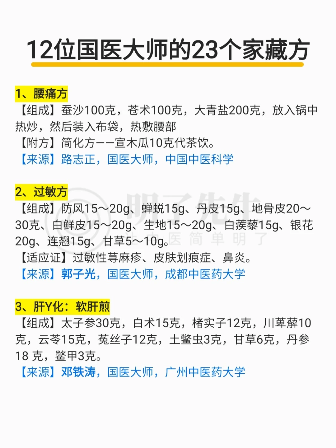 12位国医大师的23个家藏方