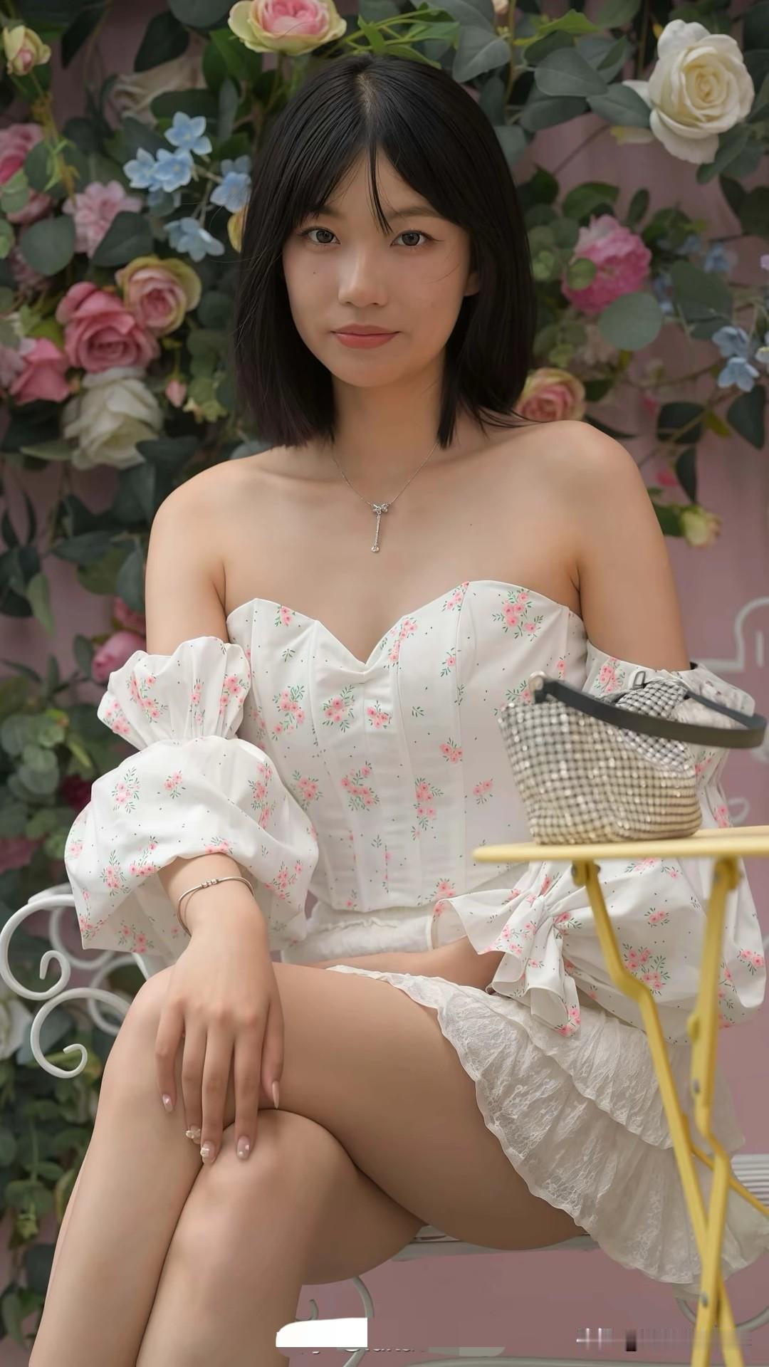 少女心满满的花瓣连衣裙，搭配清新花束，轻松打造夏日甜美风！🌸💗分享美女穿搭服