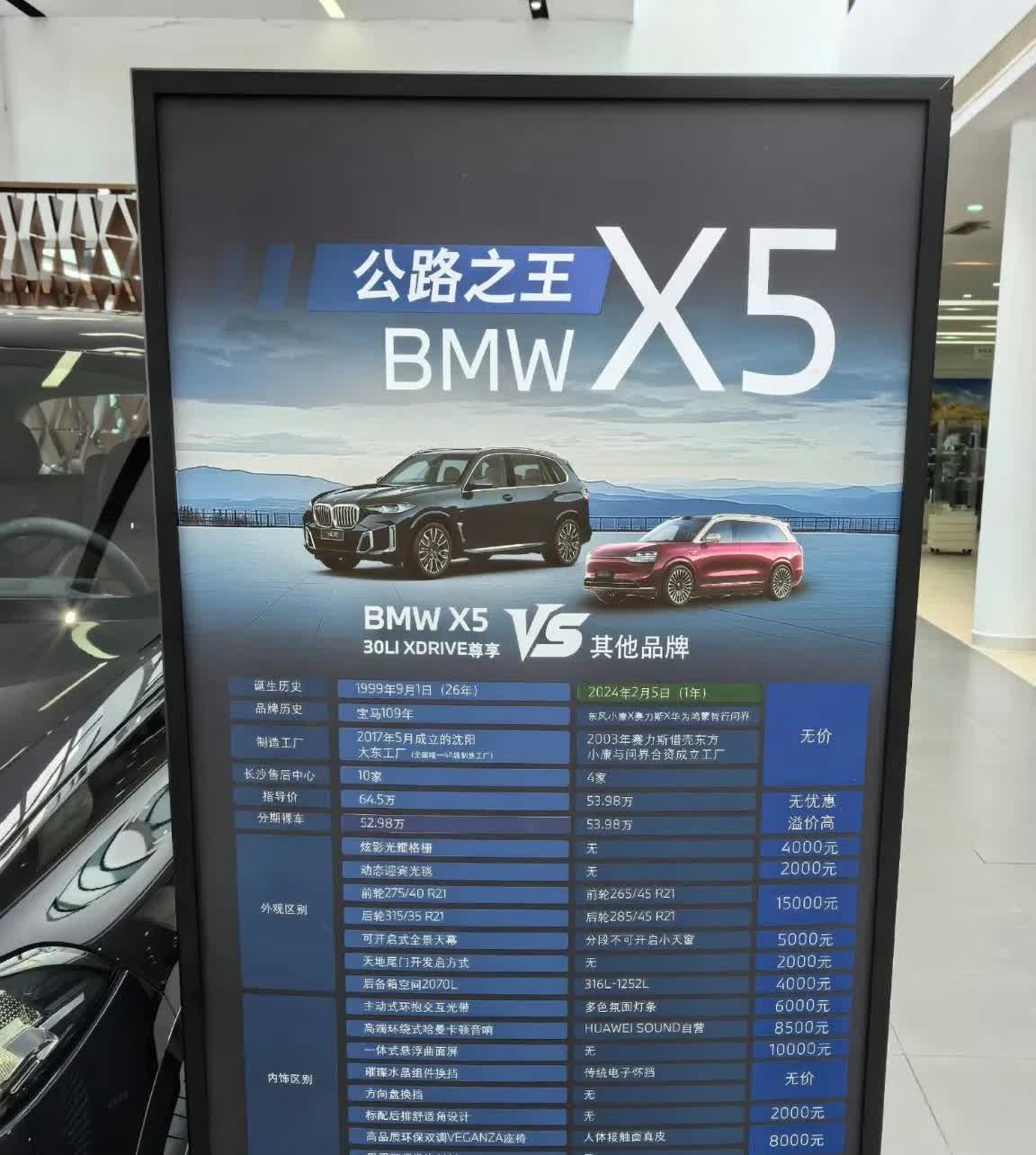 豪华车新时代已经由问界M9开启。宝马X5这不对比还好，主动一比真觉得X5