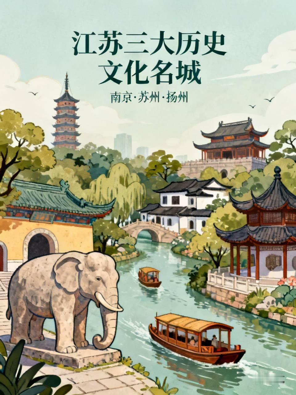 之前看官方评出的十大历史文化名城名单，江苏直接占了三个名额，南京、苏州、扬州全在