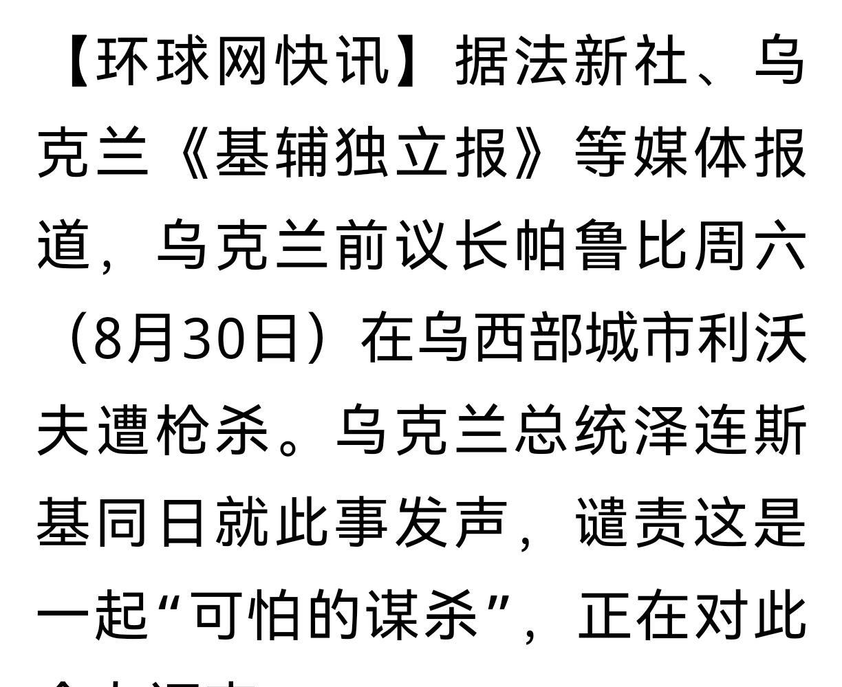 司机也害怕了吧乌克兰前议长被枪杀了，身中八枪。需要说明的是，这位被枪杀的前议长