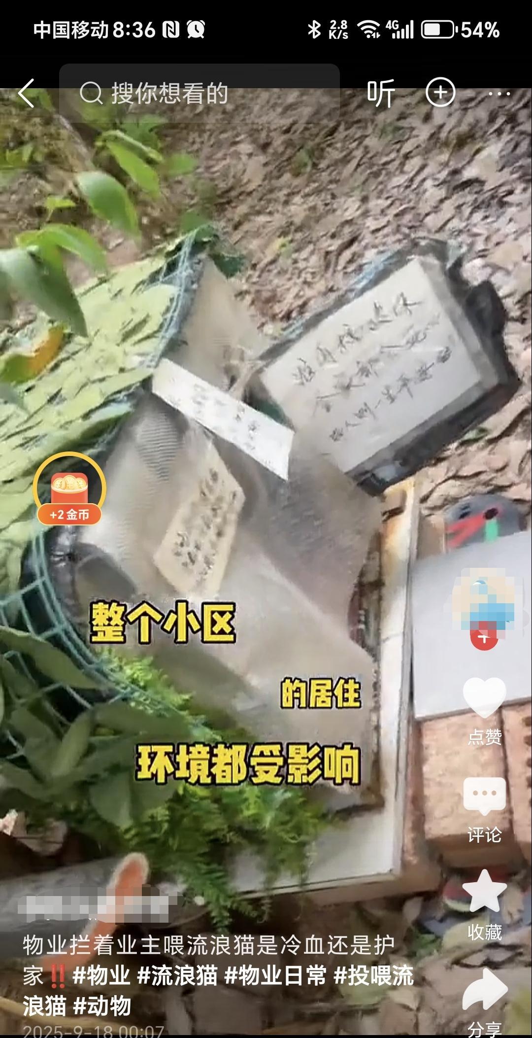 一个物业公司拍摄的视频，劝导业主不要在小区投喂流浪猫。理由是散养投喂严重破坏小