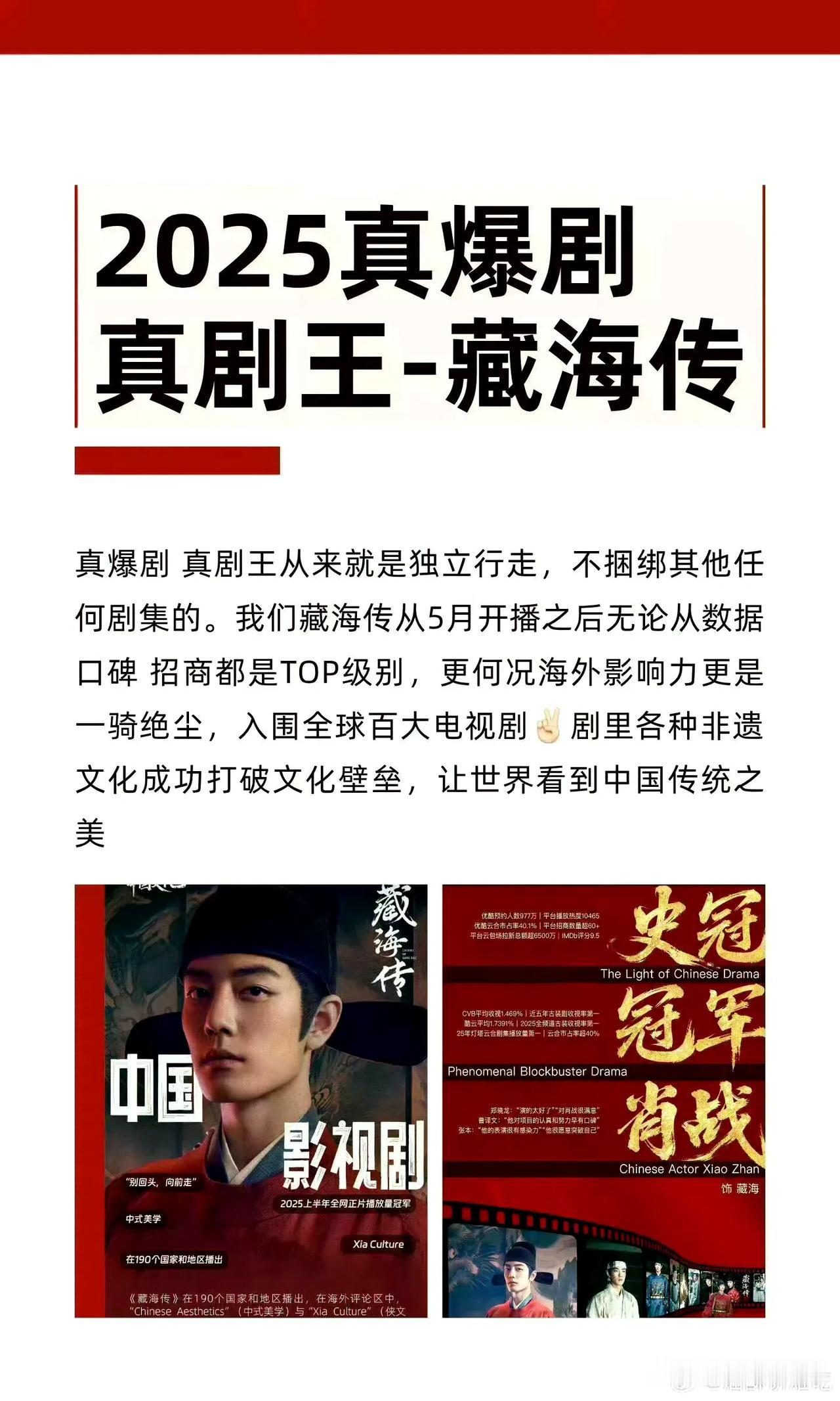为什么《藏海传》叫真剧王？就是不光是国内所有平台数据都遥遥领先，国外数据收视一