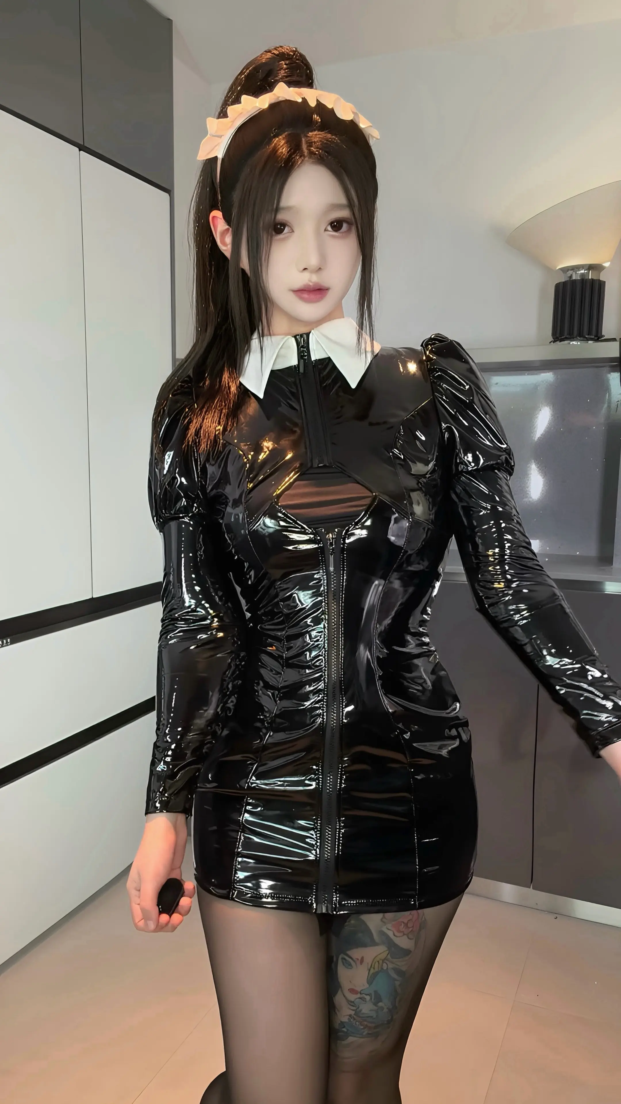 今天扎了高马尾。