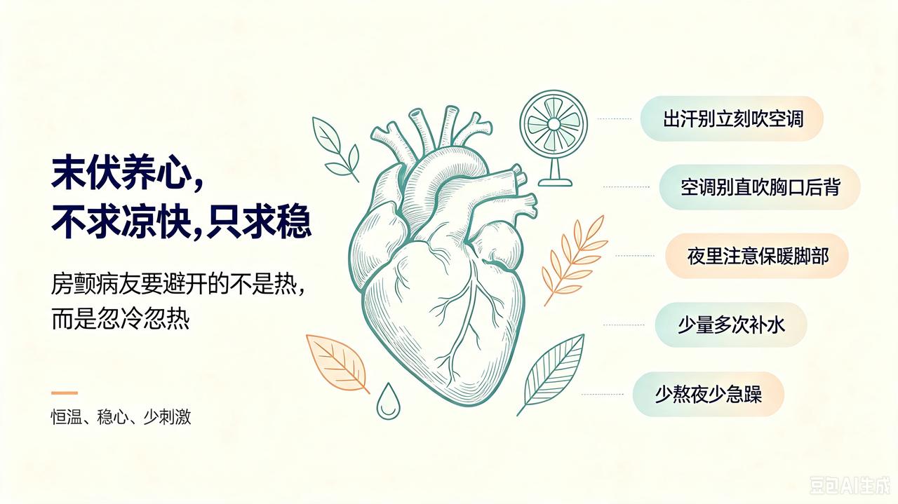 末伏最易诱发房颤！最怕的根本不是热很多房颤病友以为：夏天心慌，是因为天太热