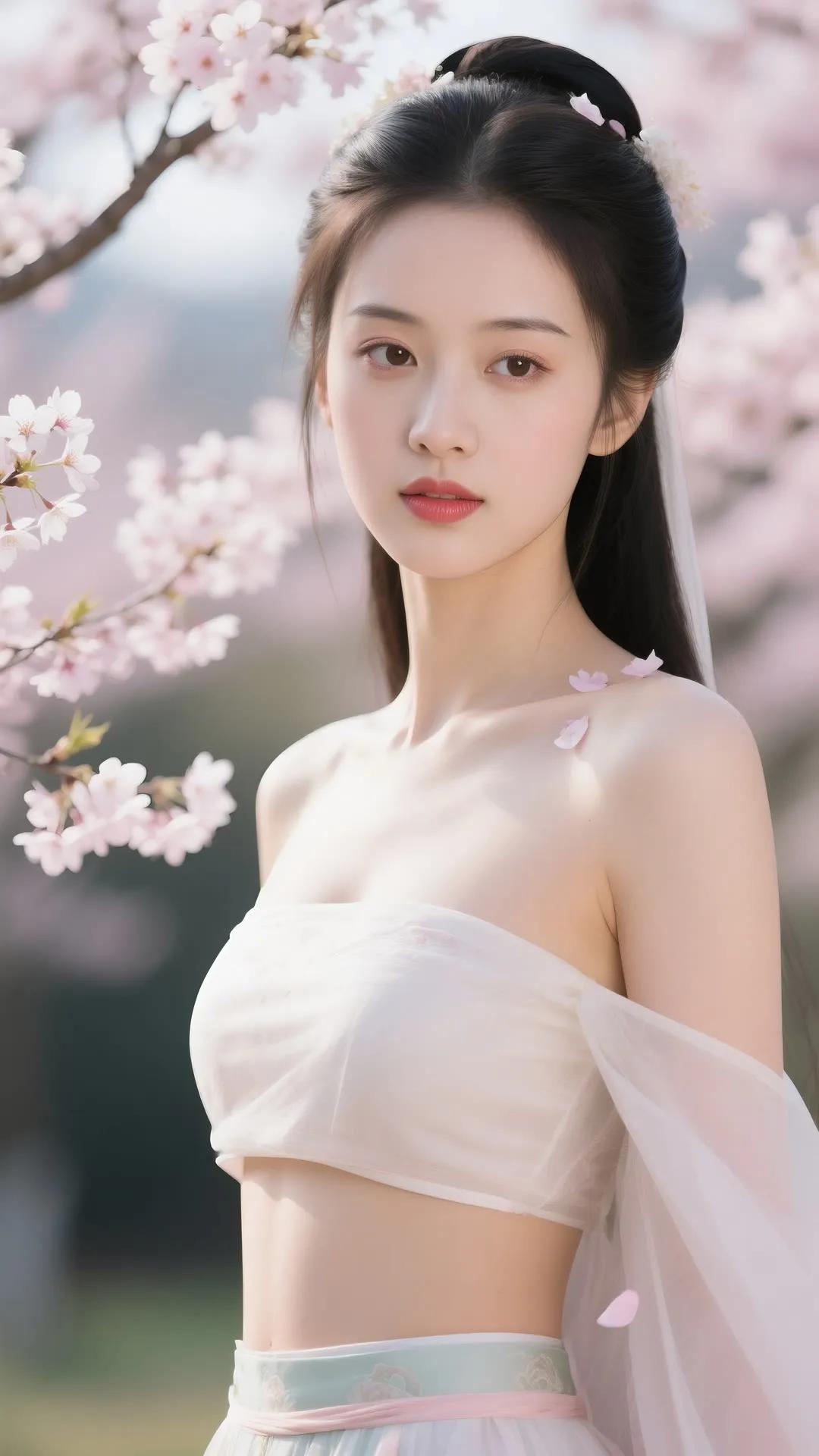 樱花树下，少女如画，温柔似水。