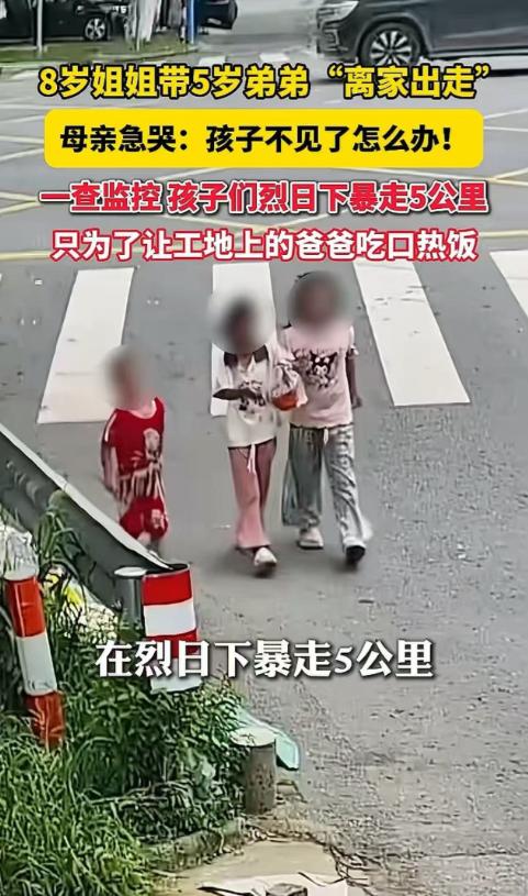 8岁姐姐带5岁弟弟"离家出走"，母亲报案急哭："孩子不见了怎么办？"民警一查监控