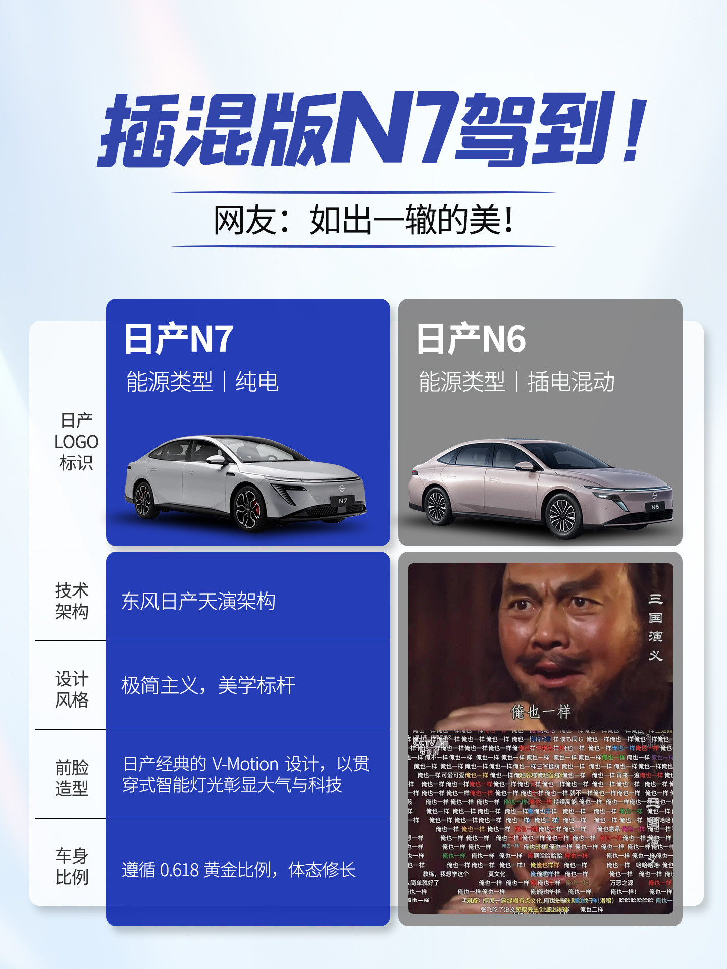 不得不说，日产在“祖传美貌”这块是有点东西的！这个插混版N7，第一眼就直接被帅到