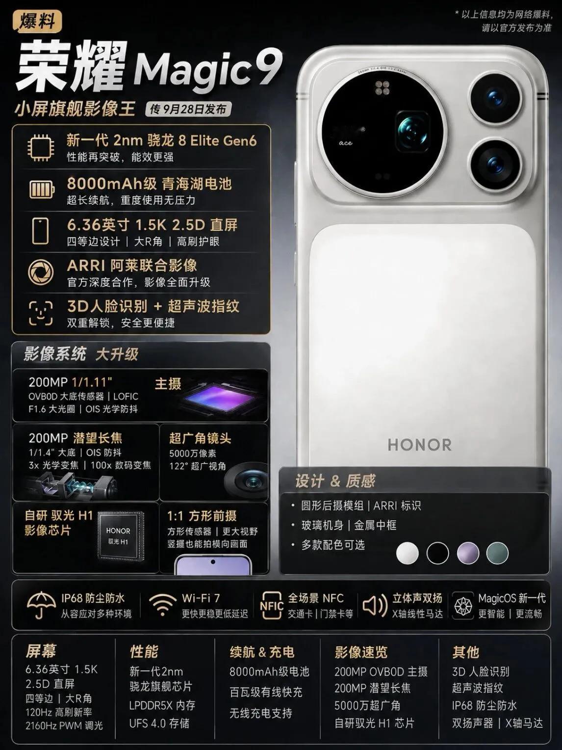 6.36英寸+8000mAh，荣耀Magic9真要这么狠？荣耀Magic9这次