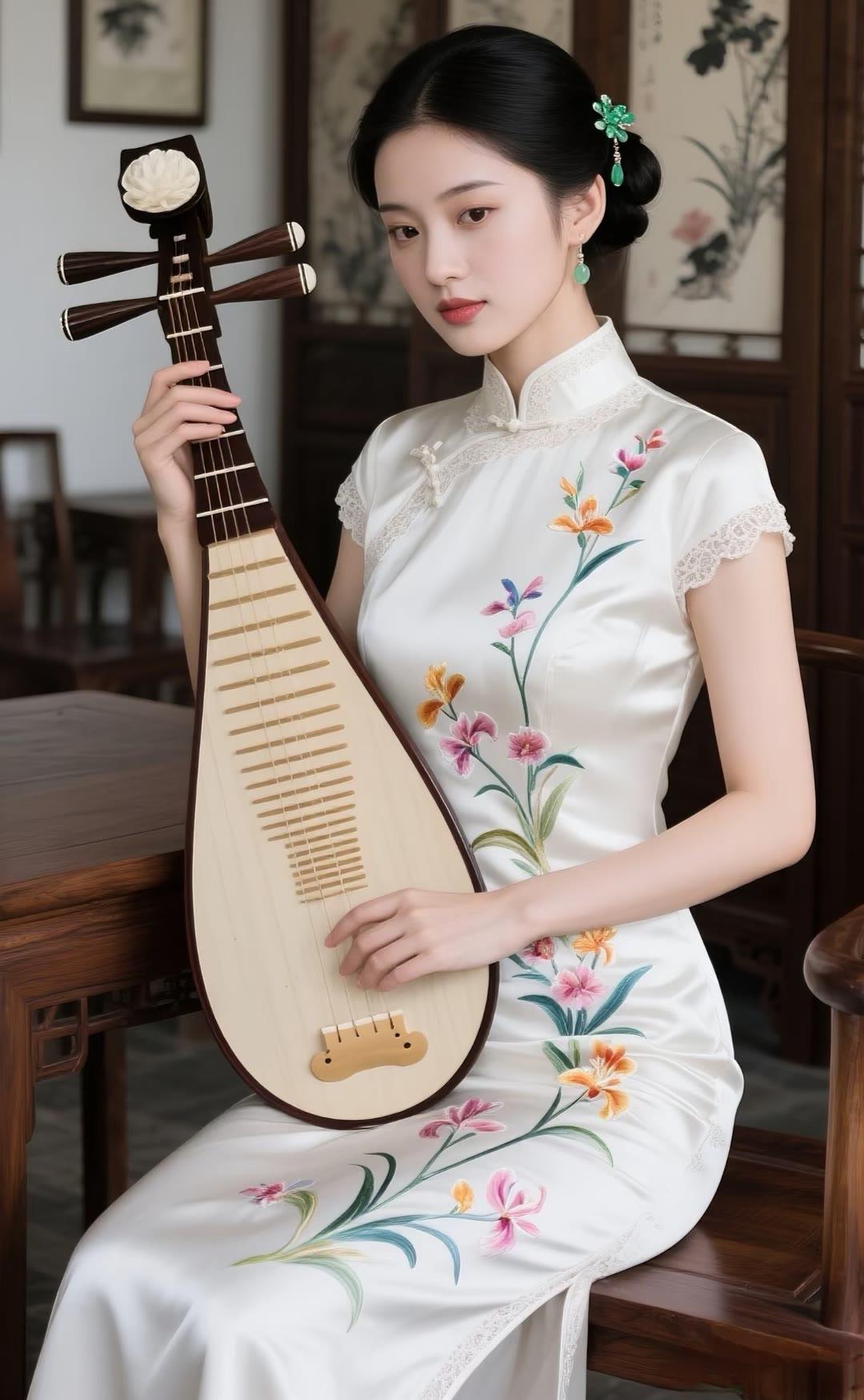 古筝少女，韵味悠长，传统与现代的完美融合。
