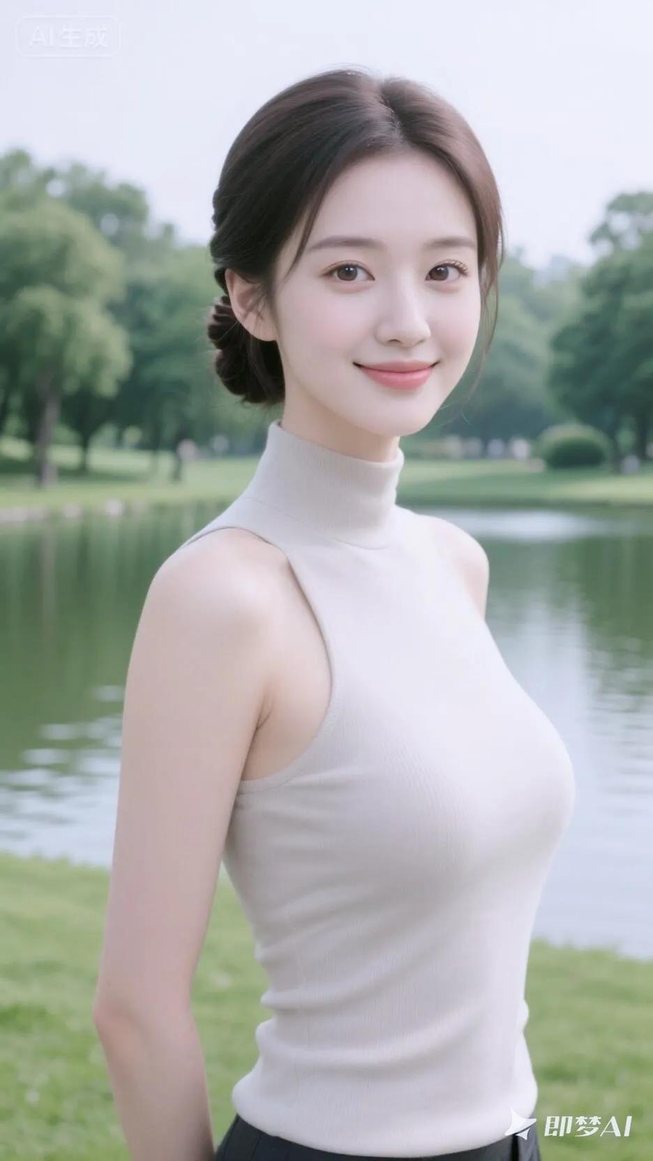 清新自然，优雅气质，公园里的美丽瞬间。