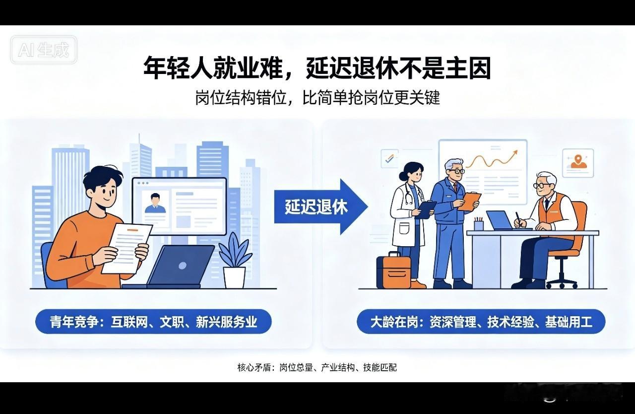 年轻人找不到工作，老年人延迟退休，是不是矛盾？说出真相你可能不信！直观看上去确