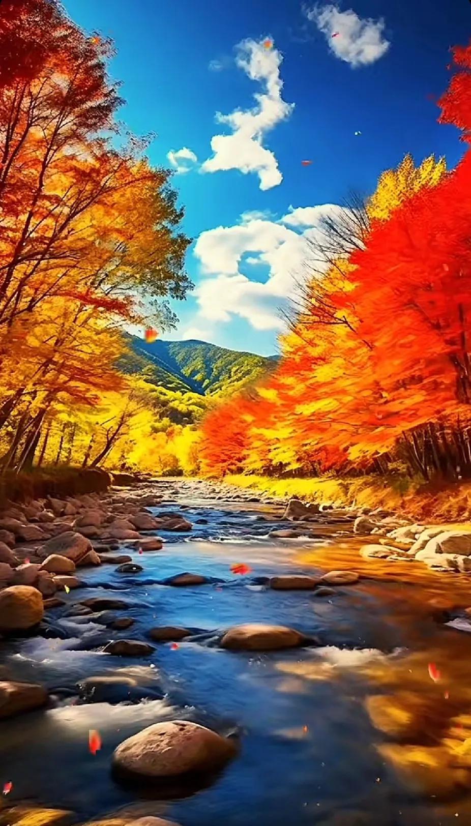 秋日山水间，色彩斑斓的童话世界。🍂🌳🌊如此醉人的秋色秋韵美景分享秋景美