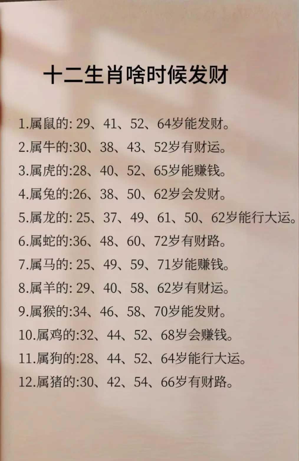 十二生肖啥时候发财