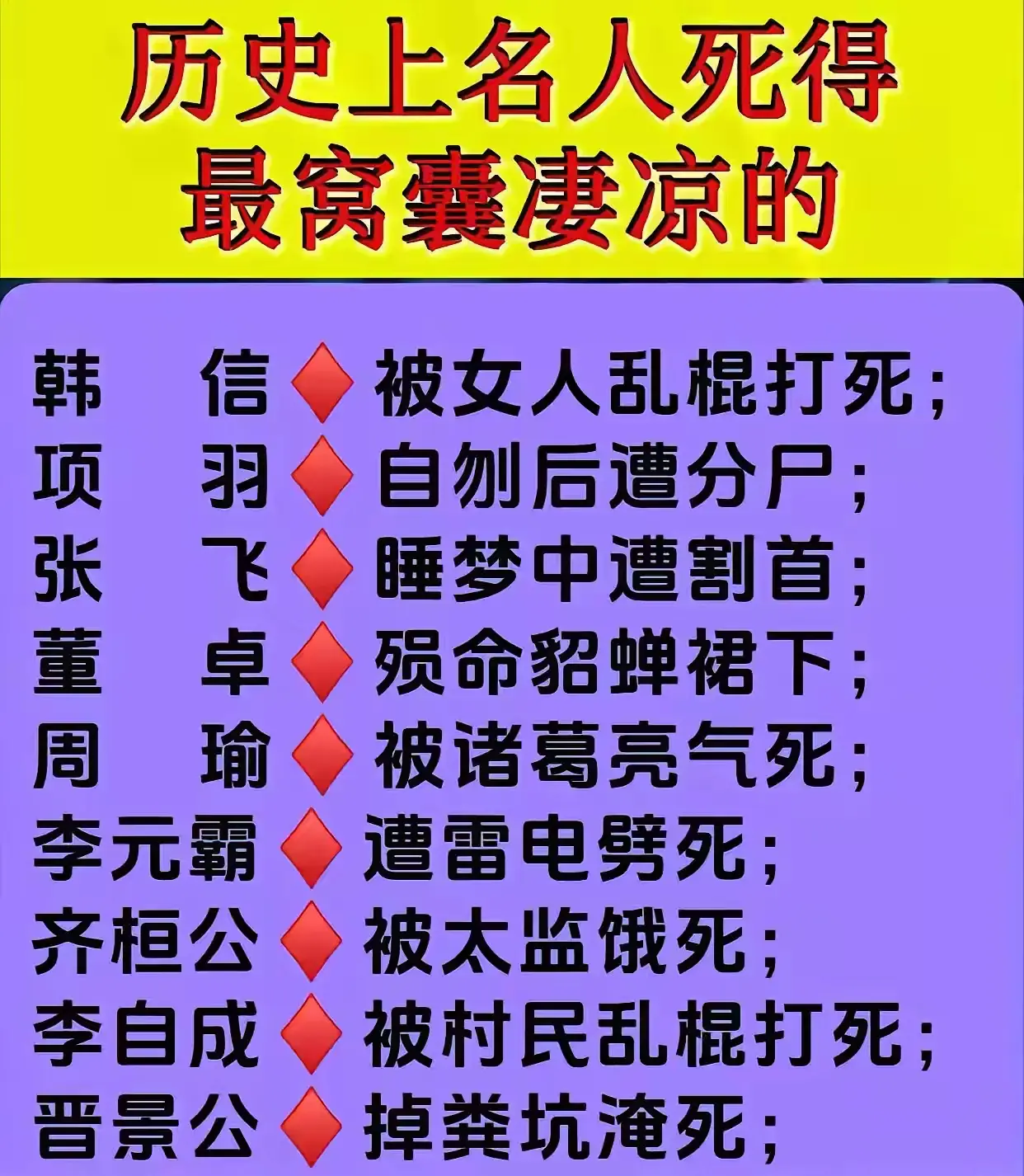 历史上名人死的最窝囊凄凉的
