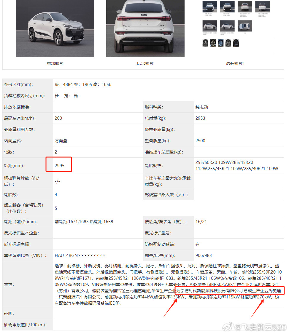 奥迪一汽新能源汽车有限公司不再是“一汽奥迪”带来了Q6LE-TRON，4.88