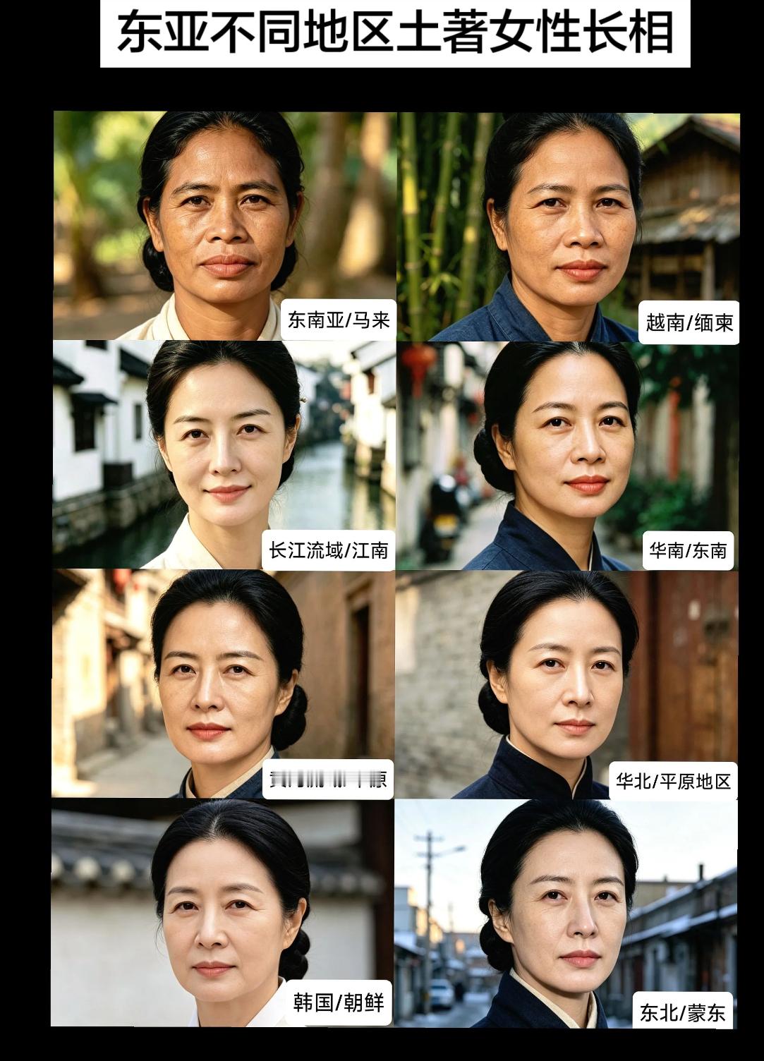 东亚不同地区女性土著的长相特征你别说，好像还真是这么回事……