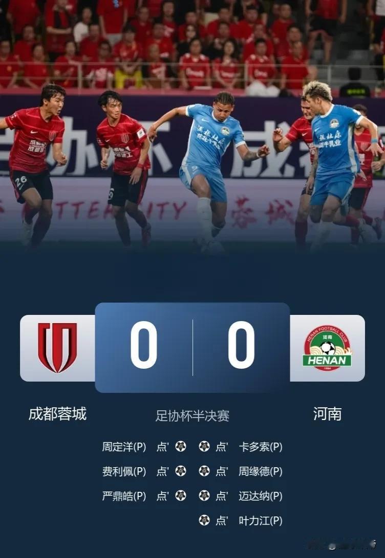中国足球奇迹，河南点球大战淘汰成都蓉城队史首次闯进足协杯决赛!在刚刚结束的足