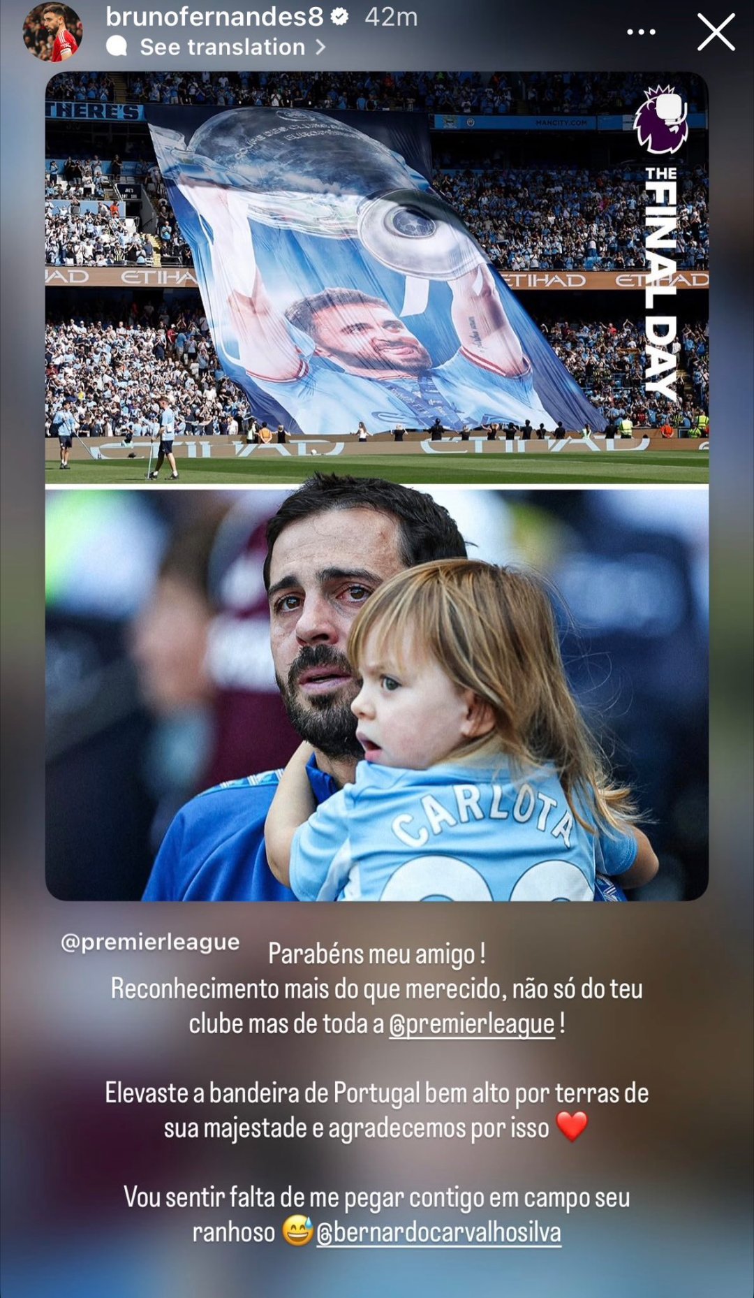 葡萄牙中场双子星隔空IG互动🇵🇹🚨📸|布鲁诺·费尔南德斯在Insta