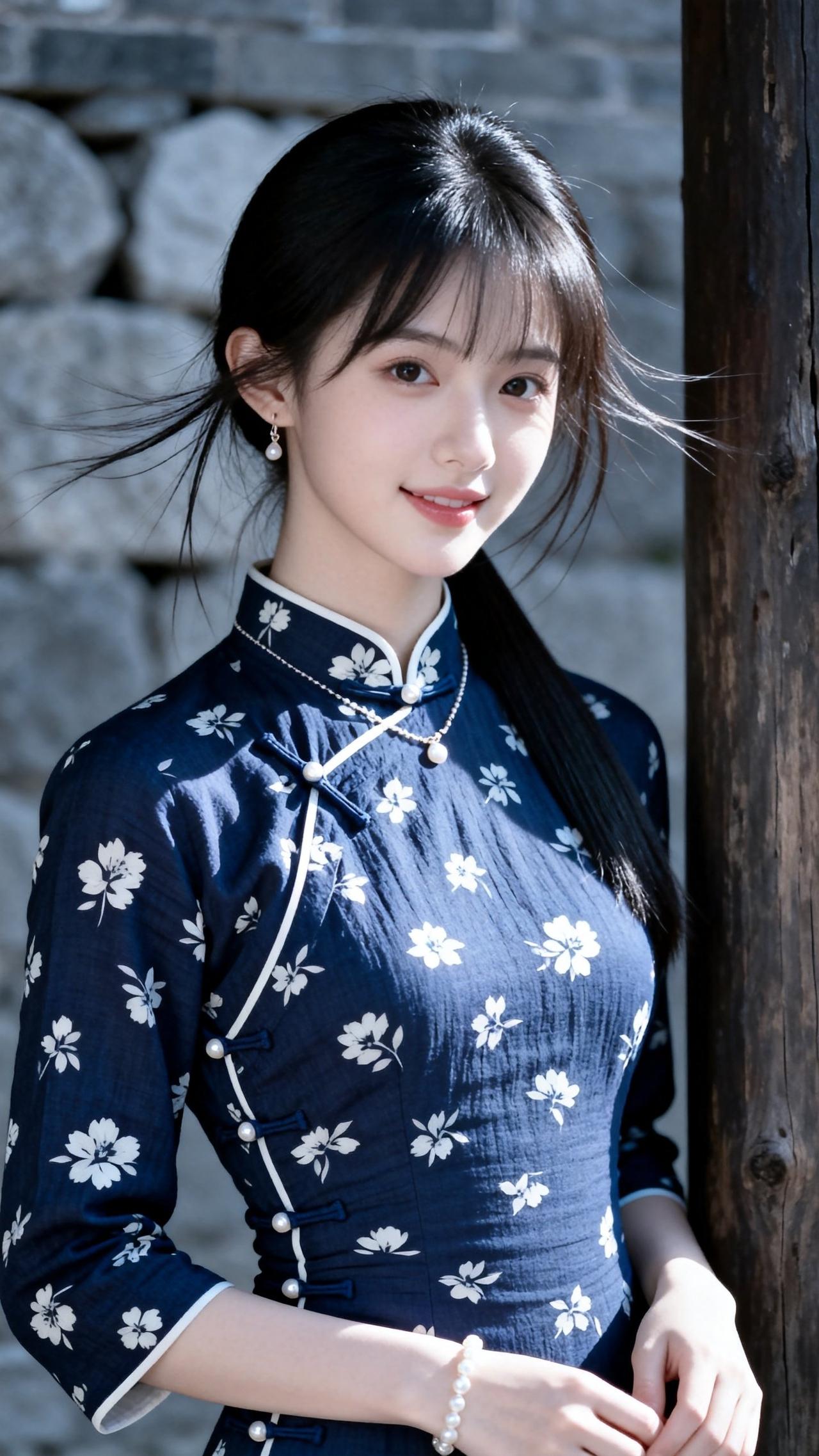 花影摇曳，美人倚栏。庭前花影黄裙花影路畔花影倚栏照