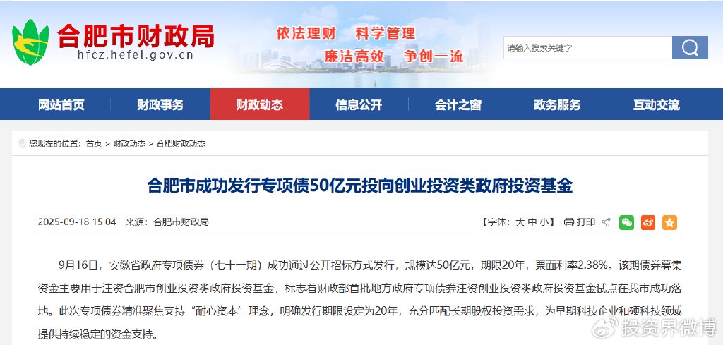 50亿, 合肥政府投资基金发债募资