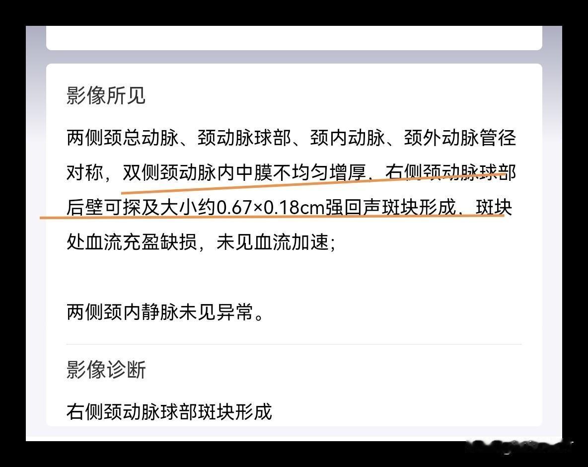 体检颈动脉有斑块了，这个大小的斑块安全吗？体检结果出来了，右侧颈动脉有0.6