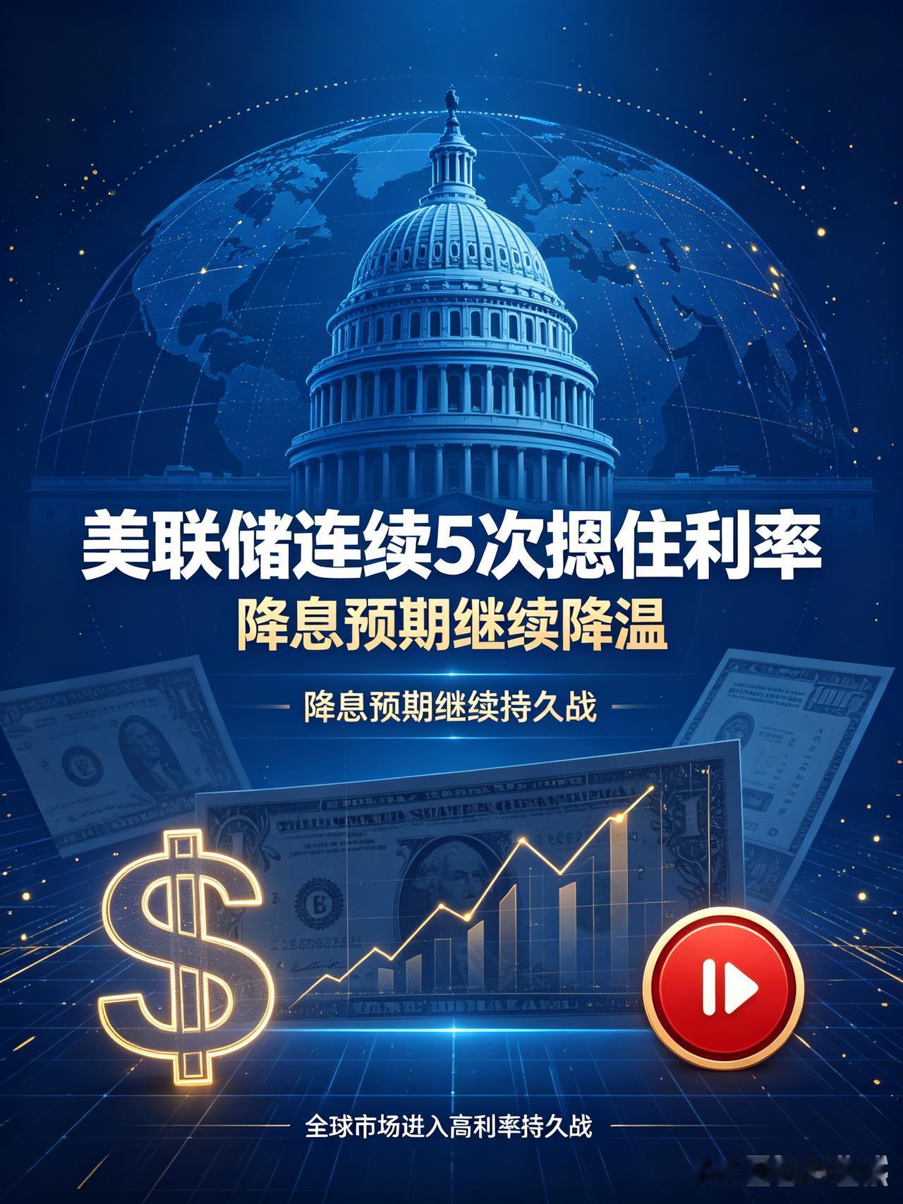 连续5次摁住利率不降息！全球市场宽松幻想彻底降温无数投资者翘首以盼的降息，