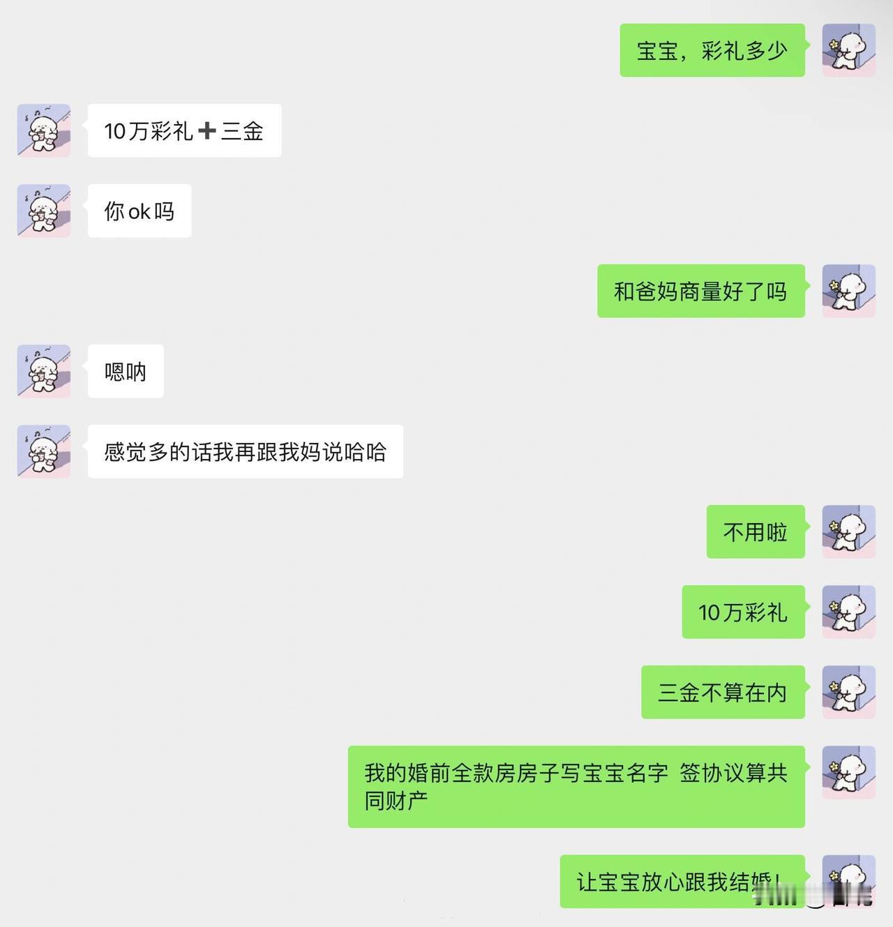 和女朋友3分钟谈完彩礼，速度够可以！一看条件，一个博士，一个硕士，10w，或