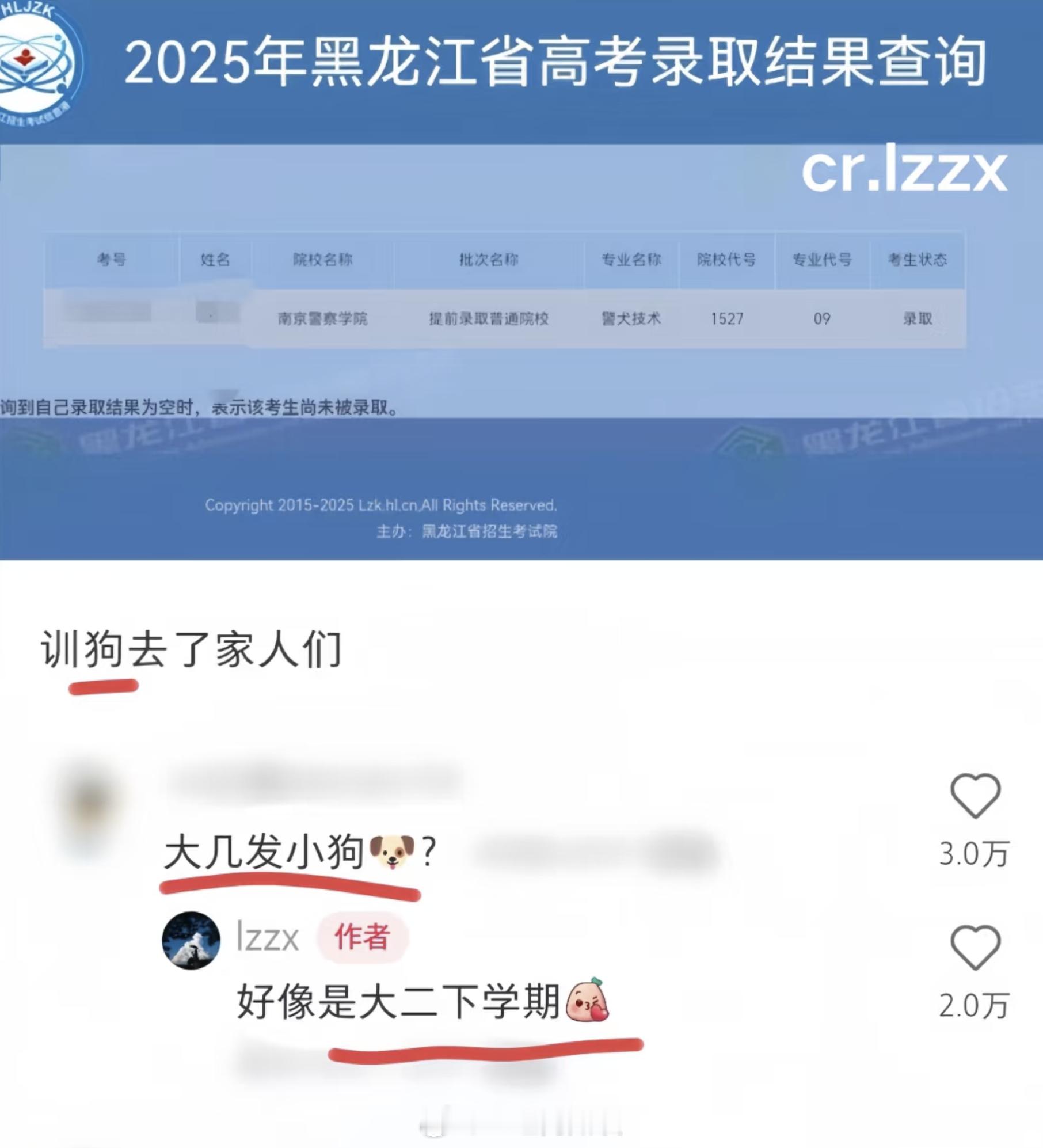 南京警察学院警犬专业，在大二会发小狗狗。​​​