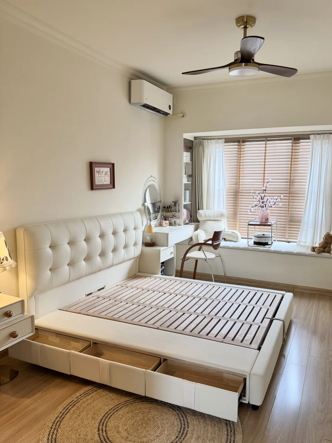 小卧室🛏️选华夫格储物床，好看又好装！