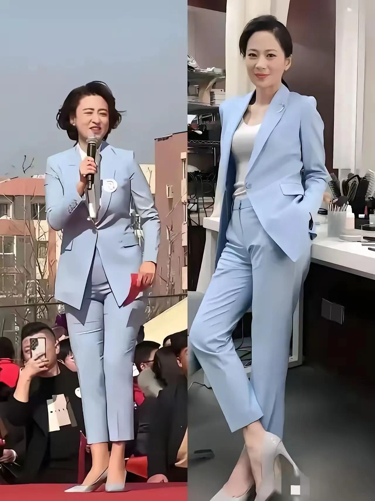 同一套衣服穿在张蕾和贝贝身上，哪一位更好看？张蕾前央视知名主持人，身高168