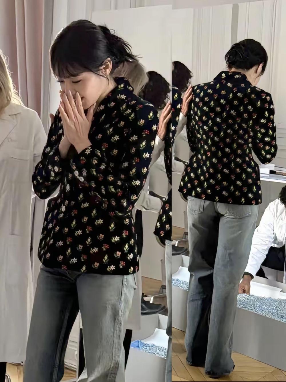 果然时尚的完成度要看脸从后面看还以为哪个大妈呢，结果一看正脸，竟然是迪丽热巴。