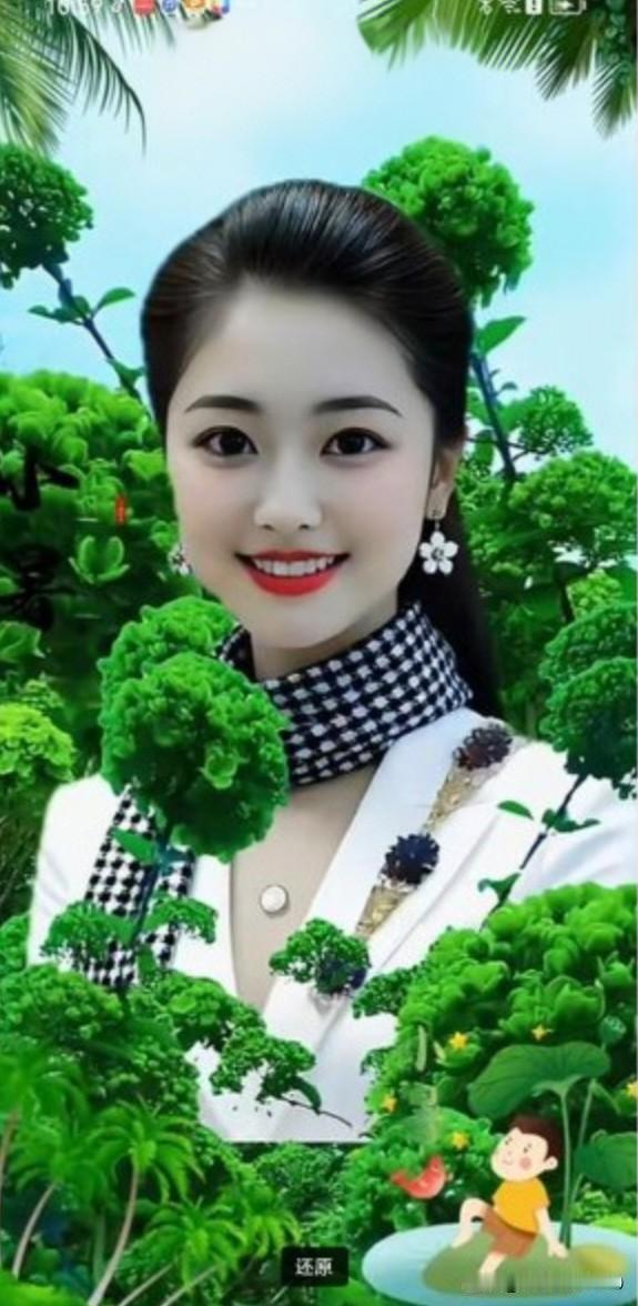 在绿意盎然中绽放甜美笑容，画面超治愈。上次去郊外踏青，满眼翠绿草地与嫩绿新芽，空