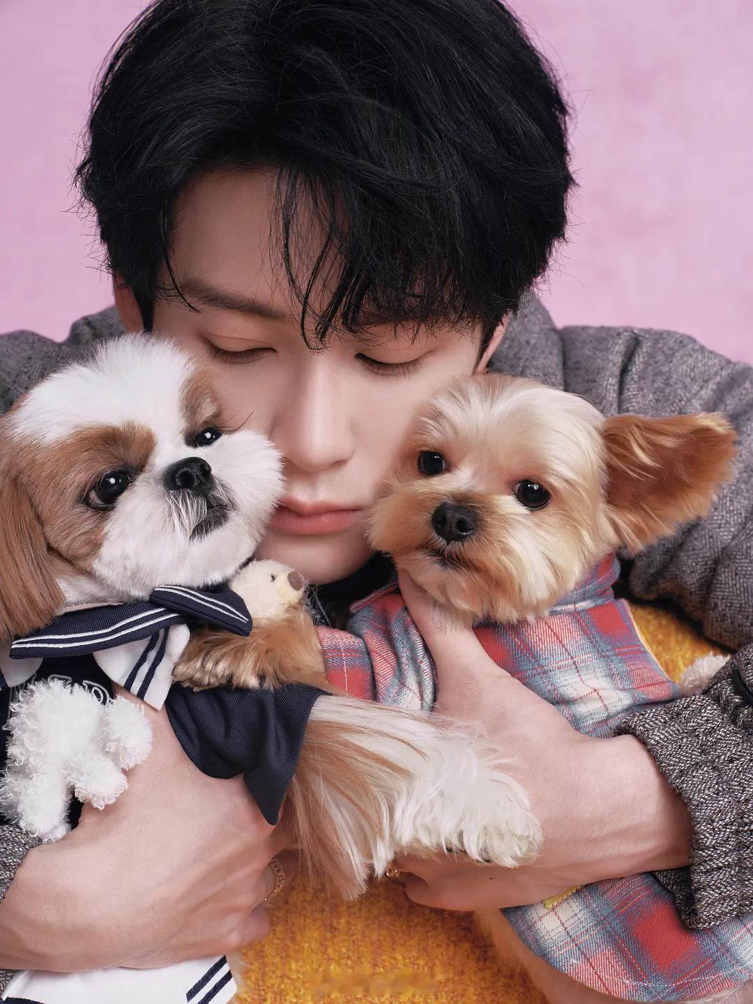 檀健次的新年写真，可可爱爱一家三口！