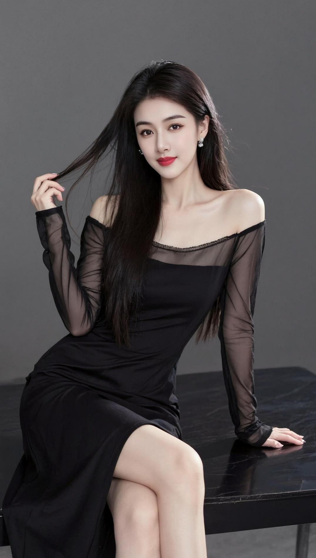 黑裙配《沉默是金》的旋律，港式复古的温柔与冷艳，都藏在眉眼间🎶