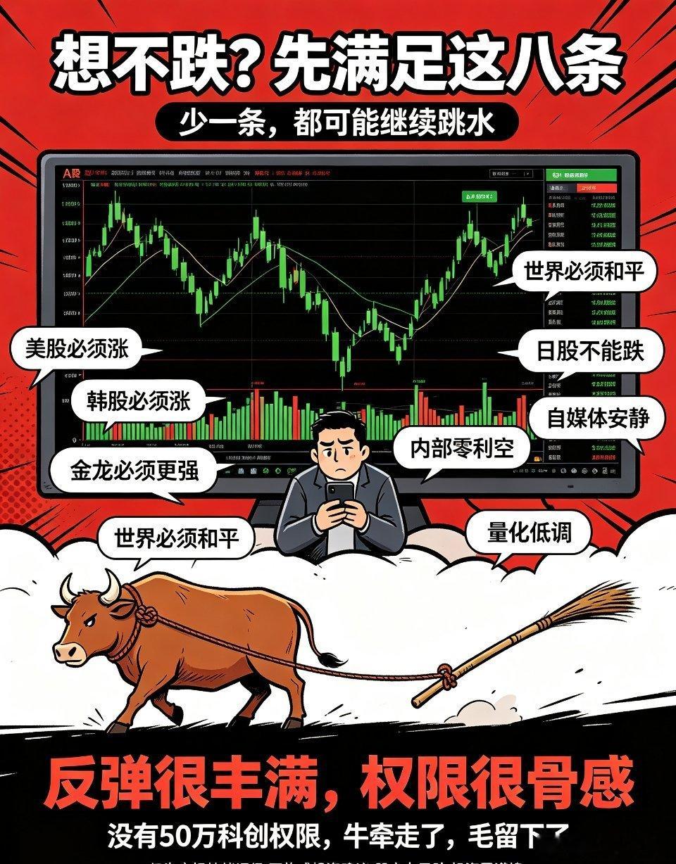 A股真实扎心真相：不跌的条件，苛刻到变态A股想稳住不跌，八大铁律缺一不可：1. 