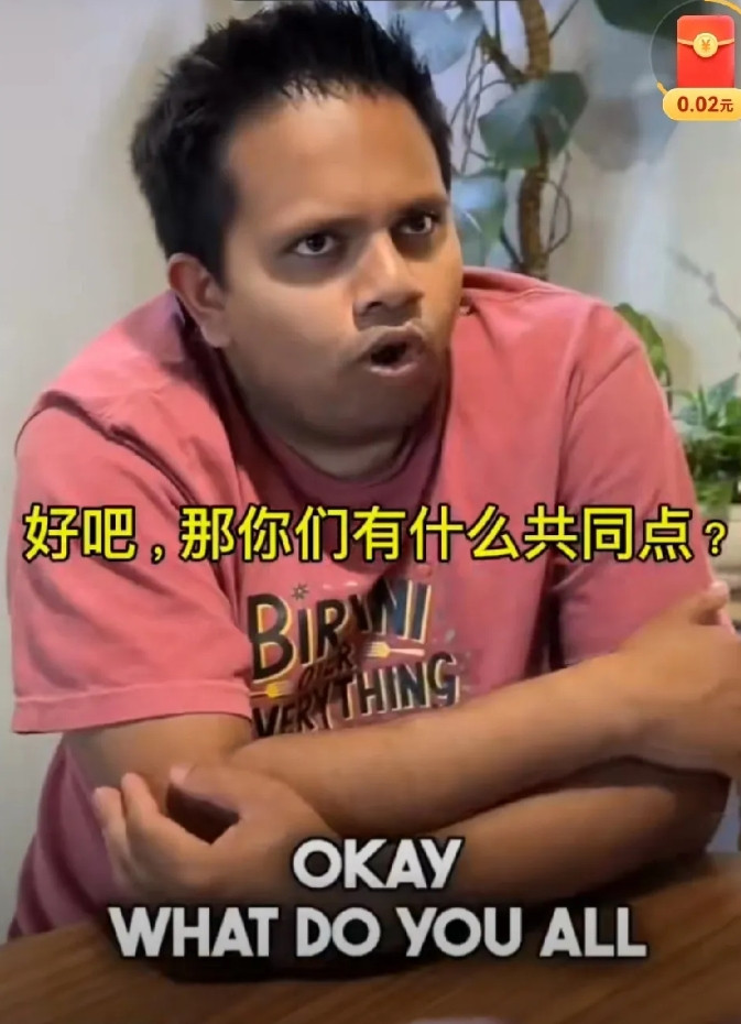 一位新加坡的香蕉人女士接受印度裔博主的采访，博主问，并不是所有的亚洲人都是华人吧