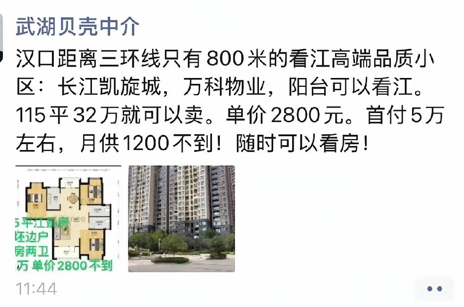 武汉的朋友来说一说，这个是真的吗？之前120万买的房子，现在跌的只剩下2800的