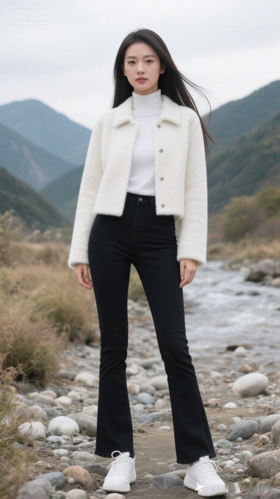 冬日穿搭指南：白色毛衣+黑色牛仔裤，简约又时尚！