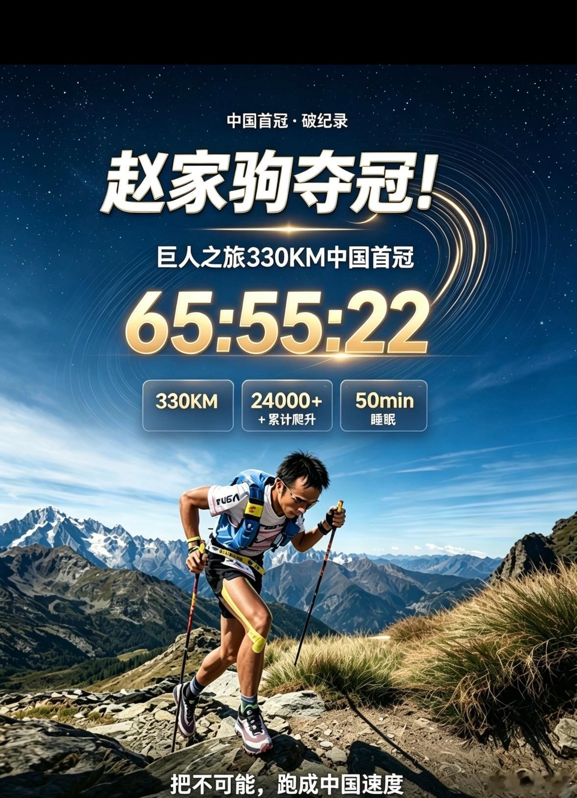 赵家驹说巨人之旅生不如死赵家驹拿下巨人之旅桂冠，65小时55分22秒刷新赛会纪录